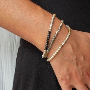 Classic Unique Style Black Onyx <b>Beaded</b> Sterling <b>Silver</b> 925 Gold Plated AAA Quality Bracelet Gift for Party Occasions - Product Image 3