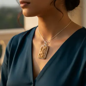 Colgante de Plata 925 con Diseño de Pez Tallado, Estilo Religioso Único, Amuleto Hecho a Mano para Mujer, Material Oro Rosa, Regalo de Rodio para Joyería - Product Image 3