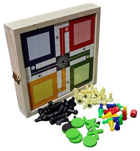 Proveedor al por mayor Ludo Serpientes Escaleras Juego de mesa magnético de madera Juego de dados de aprendizaje familiar para niños Juegos para adultos y niños - Product Image 1