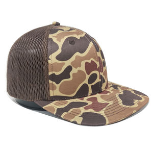 Chapeau de camionneur Old School en cuir personnalisé de qualité supérieure avec logo à 6 panneaux chapeau de camionneur en maille style camouflage chapeau vierge - Product Image 5