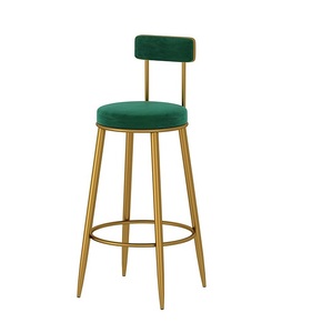 Chaise de bar maison haute nordique métal luxe rose velours cuisine cuir tabouret de bar moderne avec poudre cotée noir de fer - Product Image 6