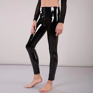 Pantalon crayon moulant décontracté pour femme en cuir PU brillant, respirant, imperméable, écologique, coupe-vent, taille haute élastique et extensible pour l'hiver - Product Image 4