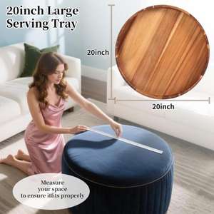 Grand plateau rond en bois, finition lisse, couleur personnalisée, logo pour salon, mariage, service de collations, télécommandes, présentoir décoratif - Product Image 5