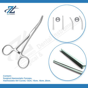 Juego de instrumentos quirúrgicos dentales de acero inoxidable de 20cm, fuente de alimentación Manual, fórceps hemostáticos Kocher, rectos y curvos - Product Image 3