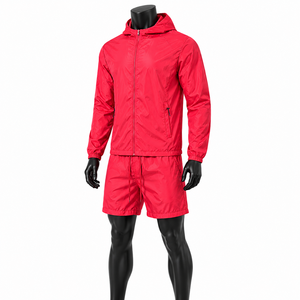Conjunto de Chaqueta Cortavientos Ligera y Pantalones Cortos para Hombre, Ropa Deportiva con Capucha para Correr, Conjunto de Dos Piezas - Product Image 3