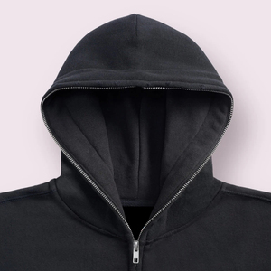 Sudadera con Capucha y Cremallera Completa, Estilo Hip Hop, Manga Larga, Impresión Personalizada, Sudadera Negra Lisa con Capucha y Estampado Personalizado - Product Image 4