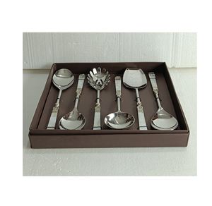 Mayorista Cantidad a granel Venta al por mayor Reutilizable Respetuoso con el medio ambiente Juego de servidor de ensalada de acero inoxidable hecho a mano Diseñador superior - Product Image 2