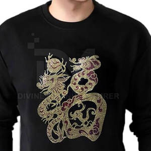 Nouveaux arrivages de sweatshirt avec strass pour hommes design personnalisé Vente directe d'usine Sweat avec strass pour hommes en gros - Product Image 3