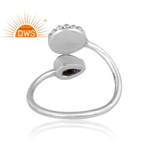 แหวนพลอยอัญมณีสีดำธรรมชาติดีไซน์ทำด้วยมือปรับได้สำหรับผู้หญิงของขวัญ - Product Image 4