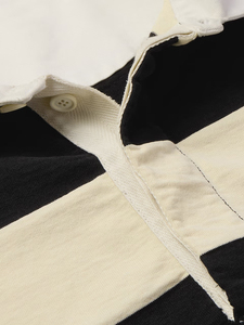 Polo à manches longues de rugby à rayures classiques pour hommes Matériau en coton confortable avec impression de logo d'équipe personnalisée - Product Image 4