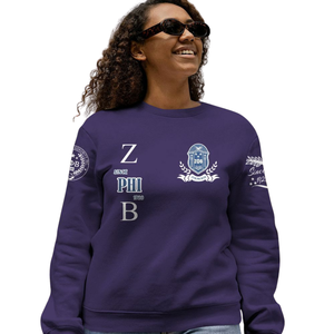 Sweat-shirt à col rond pour femmes Zeta Phi Beta Greek Apparel 1920, bleu, brodé, pull-over de sororité - Product Image 5