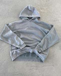 Custom Logo Vintage Wash <b>Hoodie</b> Sweatshirt <b>Plain</b> Oversized Blank Hoodies Bulk Cotton Pullover Acid Washed Hoodies cotton blended - Product Image 2