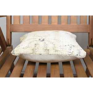 Almohada de retazos Kantha de lana Beige, almohada rústica de lujo de 12x12 pulgadas, patrones impresos bordados esponjosos Vintage para suelo - Product Image 5