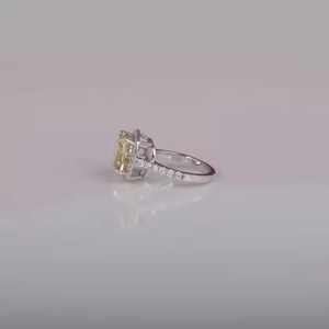 Glamorous 14KT Chapado en oro sólido Lab Grown Yellow Cushion Cut Anillo de compromiso hecho a mano por Lab Created Diamond Experts - Product Image 3
