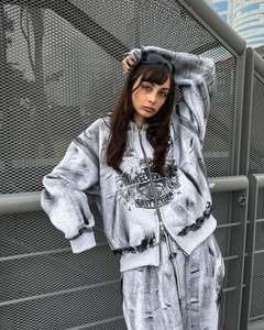 ชุดวอร์มผ้าฝ้ายโอเวอร์ไซส์2ชิ้นสำหรับผู้หญิงชุดวอร์มไม่มีฮู้ดและกางเกงวิ่งชุดวอร์มผ้าฝ้าย100% ขนาดใหญ่ - Product Image 6