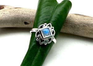 Tendencia 925 plata esterlina piedra lunar piedra preciosa anillo joyería hecha a mano plata estilo bohemio anillo joyería para mujeres regalo para niñas - Product Image 3