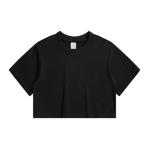 2024 verano 100% algodón poliéster Camiseta larga Mujer Color sólido suave mujer Camisetas Casual de gran tamaño crop top camisetas - Product Image 4
