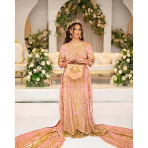 Robe de mariée A-line Blush Rose Somali Dirac avec traîne richement ornée et taille naturelle - Product Image 1