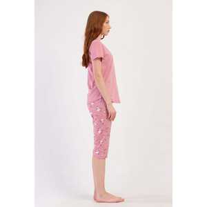 Traje de dormir capri ovalado de manga corta con cuello redondo para mujer - Product Image 2