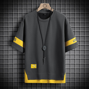 Camisetas informales para hombre con estampado de logotipo personalizado 300GSM tela de algodón pesado bordado transpirable de punto 100% algodón MOQ bajo - Product Image 1