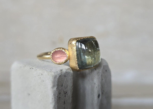 แหวนพลอยทัวร์มาลีนสีชมพูสีเขียวทำด้วยมือขนาด15มม. แบบง่ามตั้งค่ารูปร่างหลากหลายสำหรับของขวัญวันครบรอบ - Product Image 4