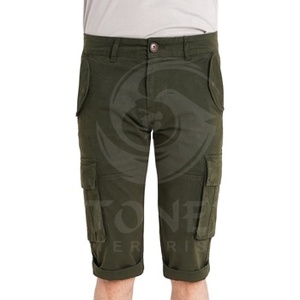 Shorts cargo pour homme en coton toile respirant, couleur unie, style streetwear, coupe ample, multi-poches, grandes tailles, pour l'été. - Product Image 1