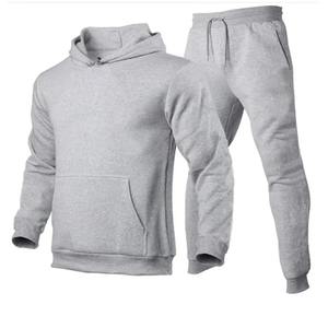 2023 conjuntos de ropa deportiva básica para hombres/mujeres 2 unids/set sudadera ecológica sudaderas con capucha pantalones sólidos Joggers Tops chándales para gimnasio - Product Image 1