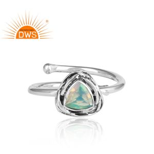 Best Quality Oxidized Sterling Silver Natural Ethiopian Opal Gemstone <b>Adjustable</b> <b>Ring</b> Custom Jewelry Manufacturer - Product Image 3