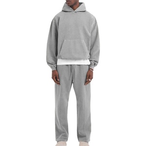<b>Wholesale</b> Hot Selling Custom Men Winter Tracksuit Cotton Fleece Regular Fit <b>Flared</b> <b>Sweatpants</b> Hoodie Sets Breathable Quick Solid - Product Image 1