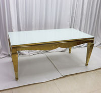 Table à manger de mariage rectangulaire en acier inoxydable blanc à bon prix de style élégant pour événement utilisé