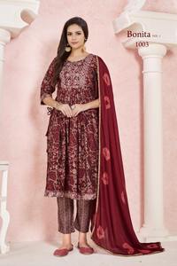 Calidad de exportación india, alta demanda, pantalón Kurti de seda viscosa premium y Dupatta con trabajo de bordado pesado, exportador mundial - Product Image 3