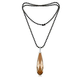 Urthn Trendy Vintage Collier 1109508-Perles noires en cristal d'agate marron avec motif géométrique Chaînes en laiton titane plaqué or - Product Image 1