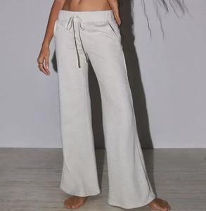 Pantalones de mujer de alta calidad, pantalones de chándal acampanados con estampado de logotipo personalizado de Color sólido de alta calidad, algodón de rizo polar - Product Image 1