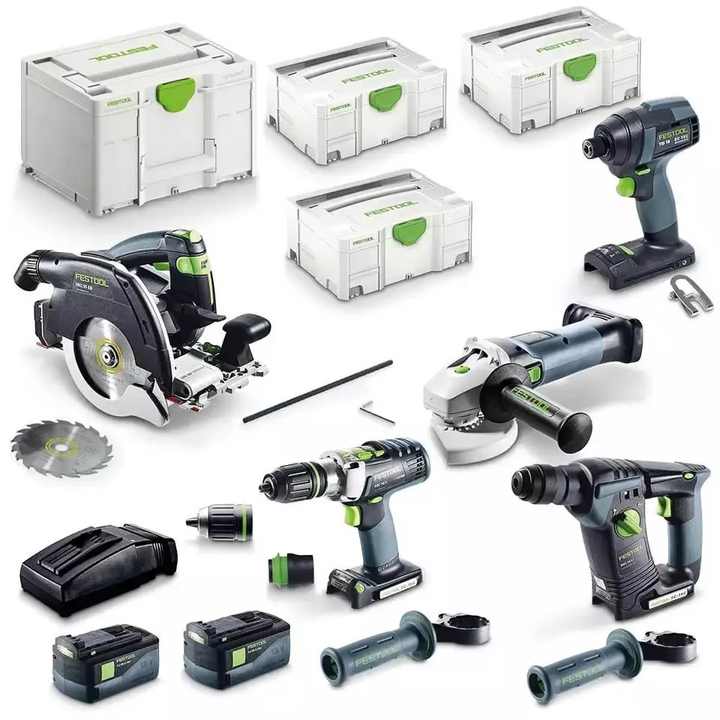 Festools 18v 5 Piece Brushless 2 X 5.2ah Ultimate Builders Combo Kit ...