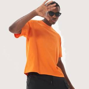 Camiseta de algodón de gran tamaño de alta calidad para hombre, estilo cuadrado de hombro caído personalizado con logotipo frontal, característica transpirable - Product Image 3