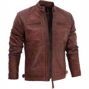 Hombres de alta calidad transpirable 100% chaqueta de cuero puro designable chaquetas de cuero - Product Image 5