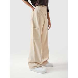 Pantalones Cargo de Lona de Cintura Alta Utility V1, Transpirables, Color Crema - Product Image 1