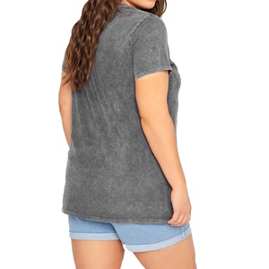 เสื้อยืดผ้าซักลายกรดไซส์ใหญ่พิเศษสำหรับผู้หญิงพิมพ์สกรีนลายตามสั่งสำหรับวัยรุ่นขนาดพิเศษ - Product Image 2