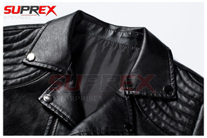 2026 Customized High Quality PU <b>Leather</b> <b>Jackets</b> <b>Men</b> Winter Solid Stand Collar Breathable Eco-Friendly High Street <b>Men</b> <b>Jacket</b> - Product Image 2