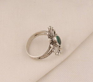 Bague en argent sterling 925 faite à la main Malachite fleur bague de mariage de créateur pour hommes et femmes pierre précieuse ovale cadeau à la mode chrétien - Product Image 4
