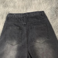 Nouvelle Arrivée Jean Femme Tendance 100% Coton Coupe Skinny Mi-longue Unie avec Strass et Motif Imprimé Sérigraphié pour Adultes