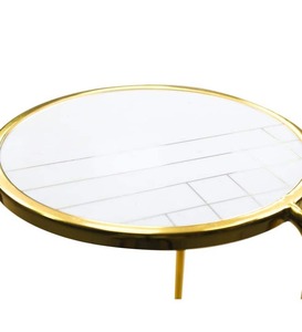 High Quality Modern Luxury Metal Accent <b>Side</b> <b>Table</b> with <b>White</b> Glass Top Design <b>Tables</b> for Living Room and Home Furniture - Product Image 3