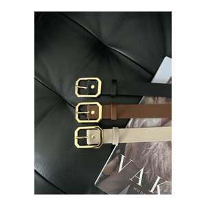 Ceinture carrée pour femme, ceinture pour pantalon, ceinture pour veste, ceinture pour robe - Noir & Marron & Beige - Or - Product Image 3