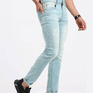 Fabricant professionnel d'usine, pantalon en jean droit pour homme, 100% coton, respirant, écologique, léger, vêtements de course - Product Image 3