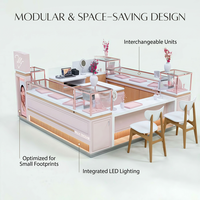 Kiosque de bijouterie modulaire personnalisé, comptoir de magasin de bijoux, design de vitrine à bijoux avec éclairage LED pour boutique de détail