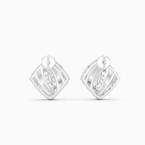 Boucles d'oreilles clous géométriques en alliage plaqué rhodium avec cristaux et strass sertis, bijoux classiques de mariage pour femme - Product Image 1