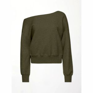 Sudadera con hombros descubiertos verde con estampado bordado de hermandad personalizada en tela French Terry - Product Image 1