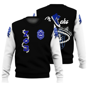 Sweat-shirt à col rond bleu pour femmes Zeta Phi Beta 1920 Sorority, vêtements grecs brodés - Product Image 3