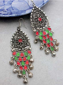 Direct from Indian Supplier Best Selling High Quality High Grade Oxidised <b>Long</b> Drop Jhumka Handmade Traditional Ethnic Jewelry - Product Image 2