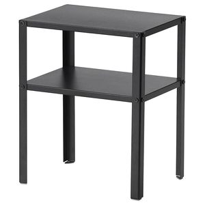 Side table with black top and <b>slim</b> iron frame designed for contemporary office or reading corner spaces - Product Image 1